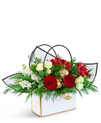 Holiday Cheer Tote Flower Arrangement