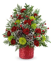 Holiday Cheer Tree Glass Vase