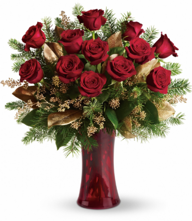Holiday Dozen Roses Rose Arrangement