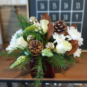 Holiday Elegance Table Center Centerpiece in Warman, SK | QUINN & KIM'S FLOWERS Holiday Elegance Table Center Centerpiece in Warman, SK | QUINN & KIM'S FLOWERS