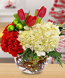 Holiday Floral Bowl Vased Bouquet