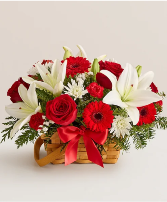 Holiday Flower Basket Basket Arrangement
