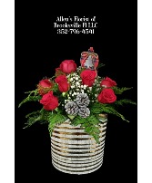 Holiday Glow Delight    Fresh cut flowers in a ceramic container