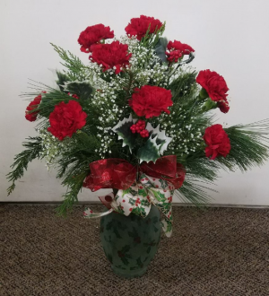 Holiday Holly       (local only) Fresh Floral Vase