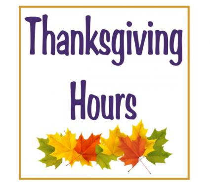 Holiday Hours. Thursday Nov 25th - 28th Will Be Closed
