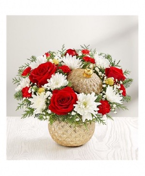 Holiday ornament bouquet, only silver available  Fresh flowers 