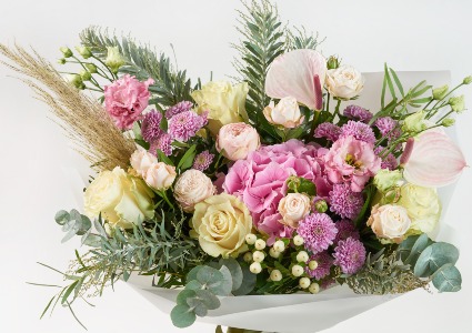 Holiday Pink Wrapped Bouquet