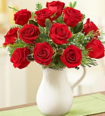 Holiday Pitcher of Roses 