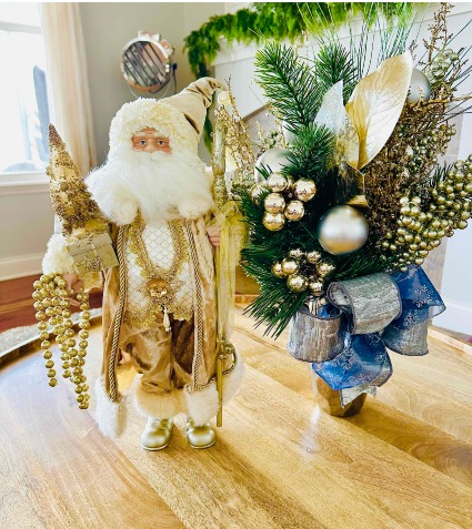 HOLIDAY PRESENT Artificial Floral Arrangement & Santa