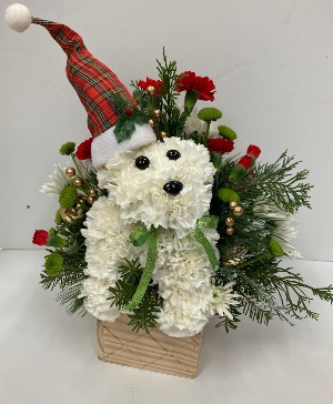 Holiday Puppy Fresh arrangement