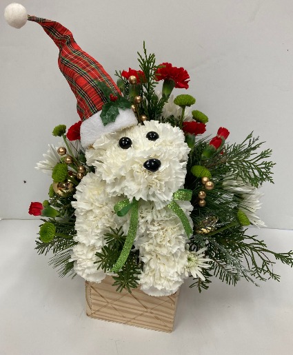 Holiday Puppy Fresh arrangement