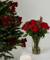 Holiday Red Roses in A Vase  Red Roses 