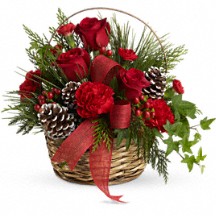 Rosy Basket Winter Bouquet