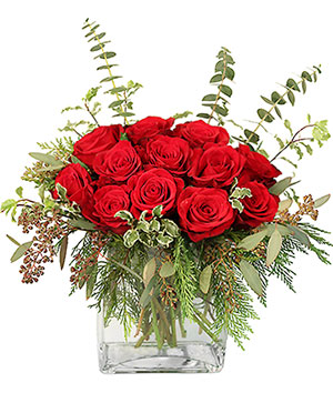 CHRISTMAS RIBBON & ROSES Bouquet in Browns Mills, NJ - WALKER'S FLORIST &  GIFTS, Floral Ribbon 