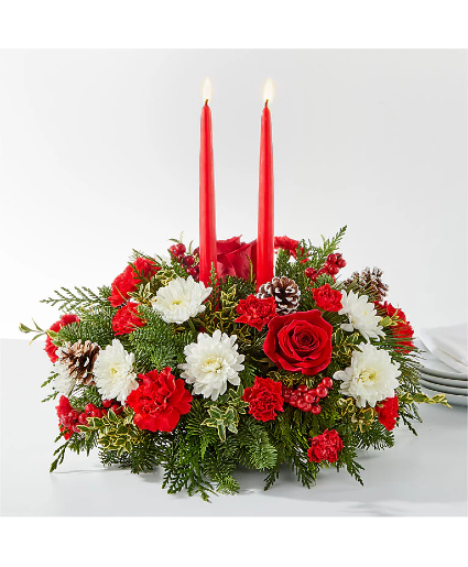 Holiday Soiree Centerpiece fresh holiday flowers