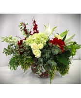 HOLIDAY SPLENDOR BUBBLE  BOWL FRESH FLOWERS VASED