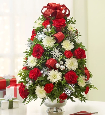 Christmas tree flower best sale arrangement