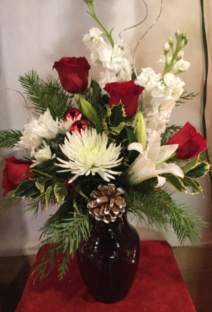 Holiday Wishes Christmas vase arrangement