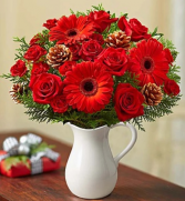 Holiday Wishes in a Pitcher Arrangement