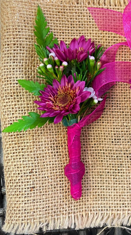 Hollie and Pine's Majestic Magenta Boutonniere 