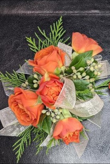 Hollie and Pine's Vibrant Embers Corsage 