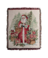 Holly and Pine Santa Throw Powell Florist Christmas Exclusive
