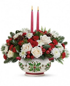 Holly Days Centerpiece by Enchanted Florist