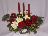 Christmas Centerpieces - Holly Happy Burgandy Christmas Eve Centerpieces, Christmas Flowers, Christmas Roses, Christmas Centerpieces