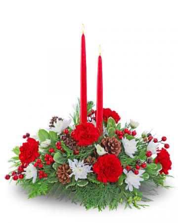 Holly Jolly Centerpiece Flower Arrangement in Deming, NM | THARP'S FLOWERS Holly Jolly Centerpiece Flower Arrangement in Deming, NM | THARP'S FLOWERS