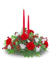 Holly Jolly Centerpiece Flower Arrangement