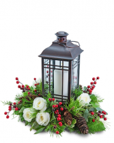 Hollyberry Rose Lantern Flower Arrangement