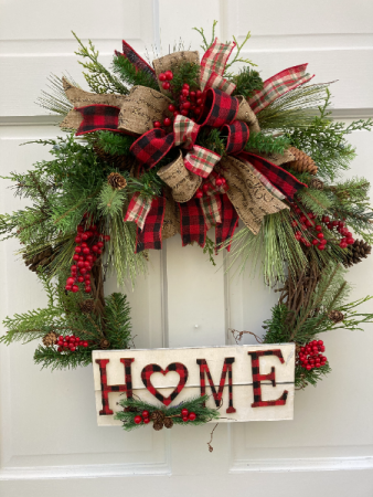 Home For Christmas Wreath Silk