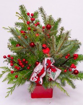Home for the holidays (lights included)   Christmas Tree Greens & berries, red cardinal 