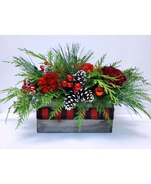 Home for Christmas Wooden Box Centerpiece