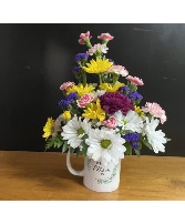 Home is where Mom is Coffee cup of fresh flowers