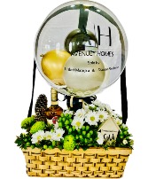Home Sweet Home’ closing gift basket. Natural Flower arrangement