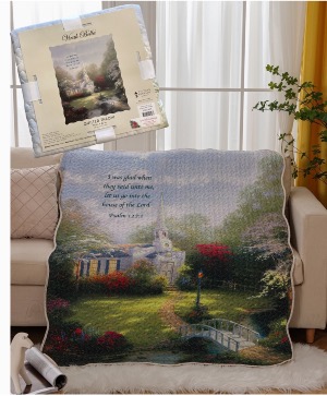 Hometown Chapel Quilt  50x60 Quilted Throw