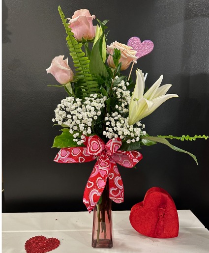 Honey Valentine Vase arrangement