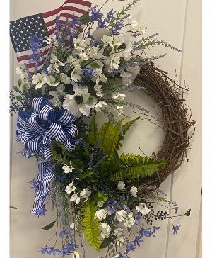 Honorable Memorial Wreath Silk red, white and blue wreath