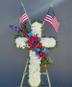 Hope & Honor Cross with Blue Funeral Cross