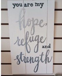 Hope Refuge Strength  Wood Wall Plaque