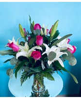 Hot Love Vibrant roses and lilies