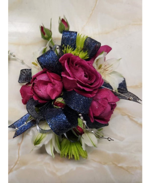 Hot Pink and blue Corsage 
