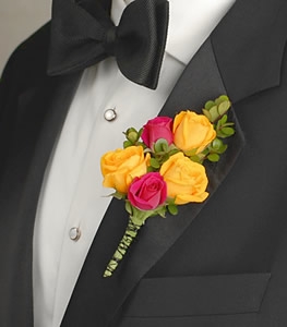 HOT PINK & YELLOW Boutonniere Select Colors