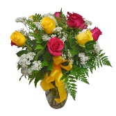 Hot Pink and Yellow Charm Flowers