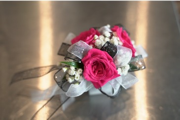Hot Pink, Black & Silver Wristlet in South Milwaukee, WI | PARKWAY FLORAL INC.