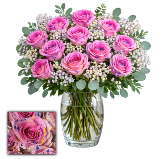 Hot Pink Confetti Dozen Roses 