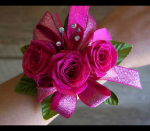 Wrist Corsage in Hot Pink  and Ivory 