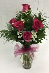Hot Pink Half Dozen Rose arrangement All Occasion