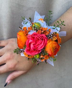 Hot Pink & Orange Corsage 